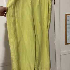 Cotton Connection Yellow Linen Women's wide leg pants